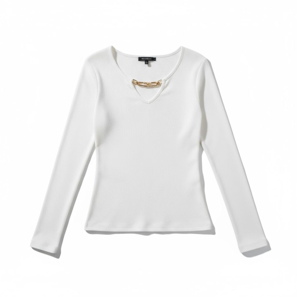 Golden Link Ribbed White Top